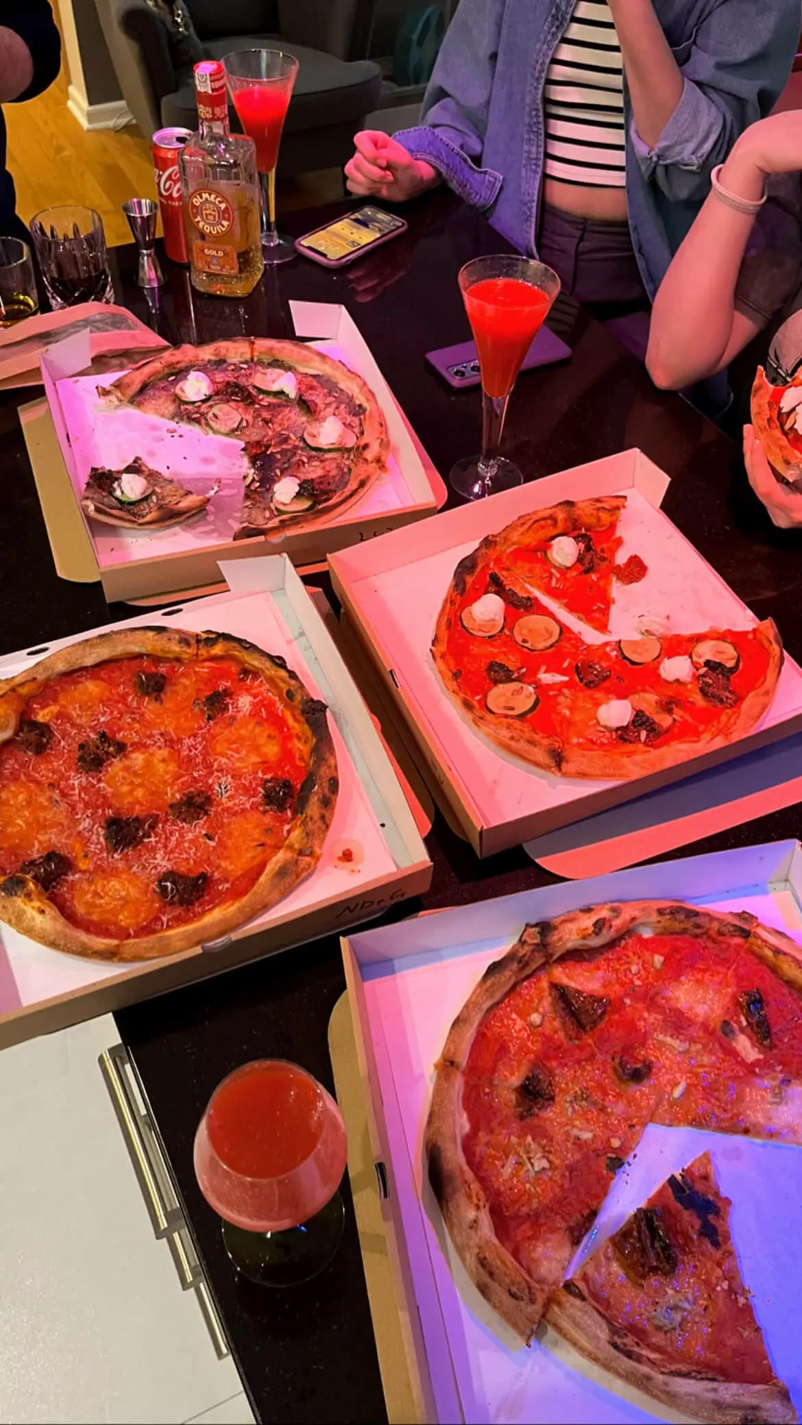 photo with couple pizzas